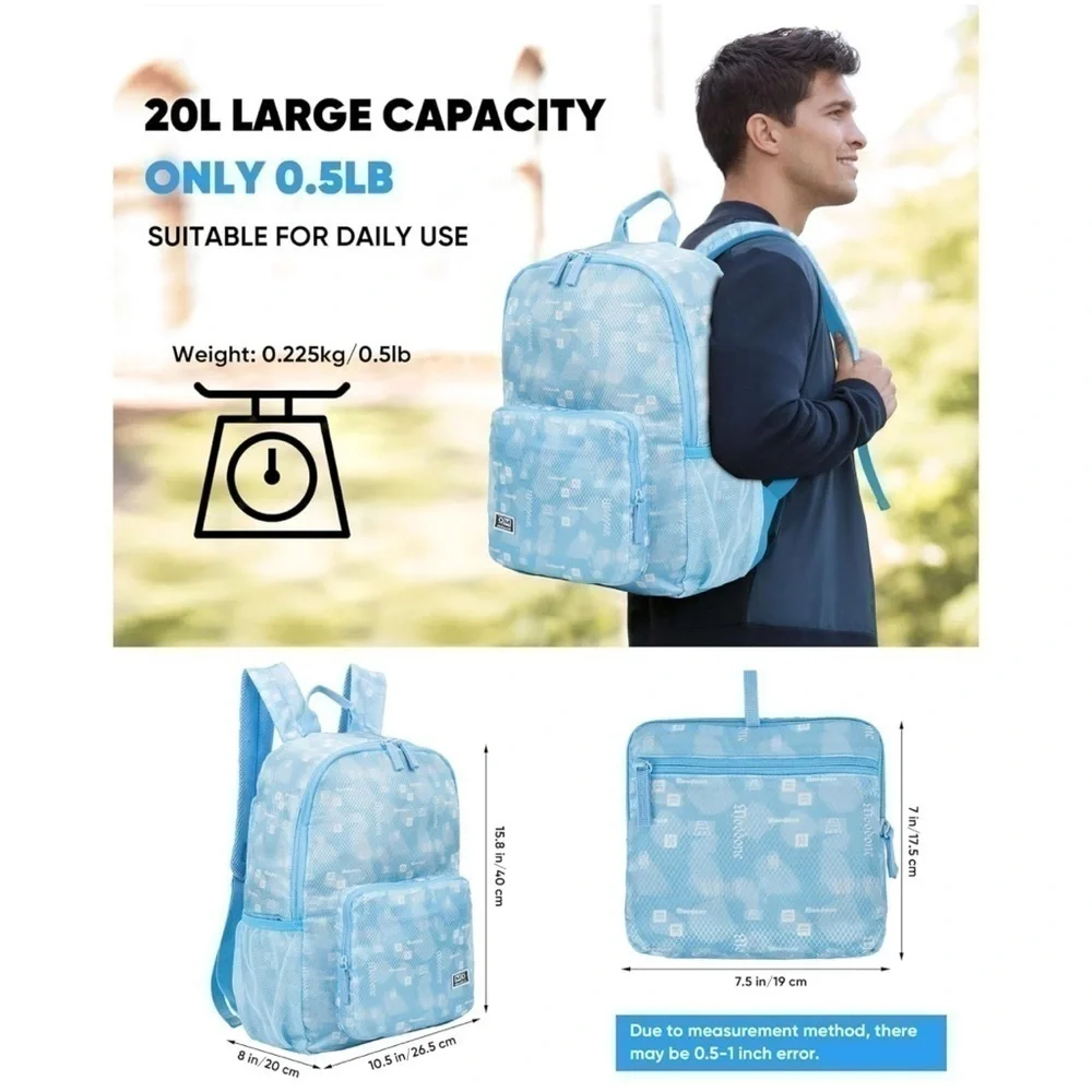 NEW Moodone 20L Lightweight Packable Backpack - Casual Daypack Water-Resistant